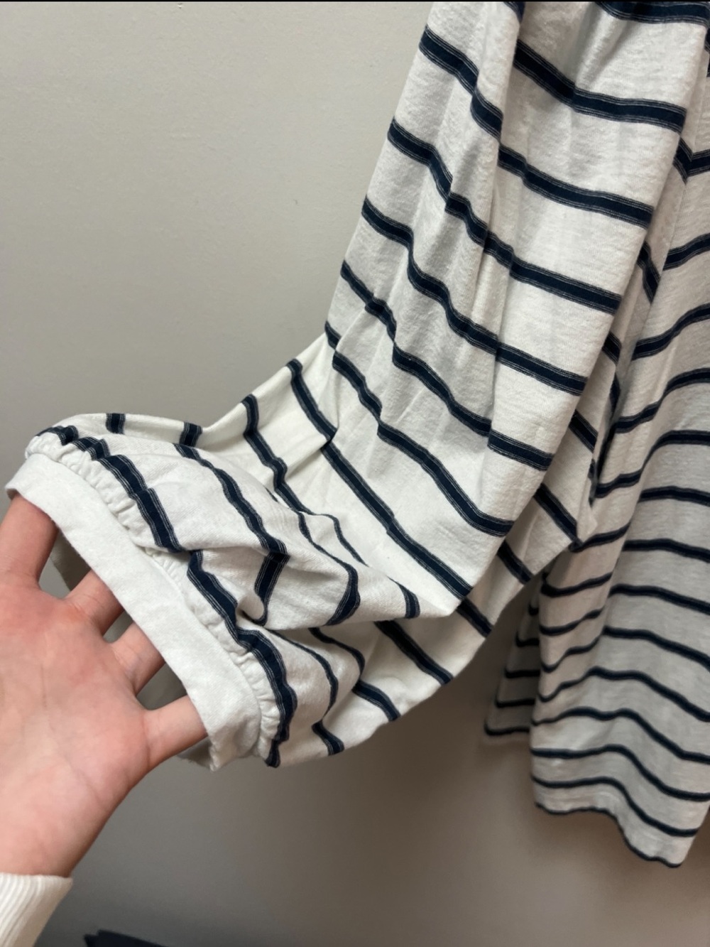 Sonoma White & Navy Striped 3/4 Sleeve Top Size XL - Picture 3 of 5